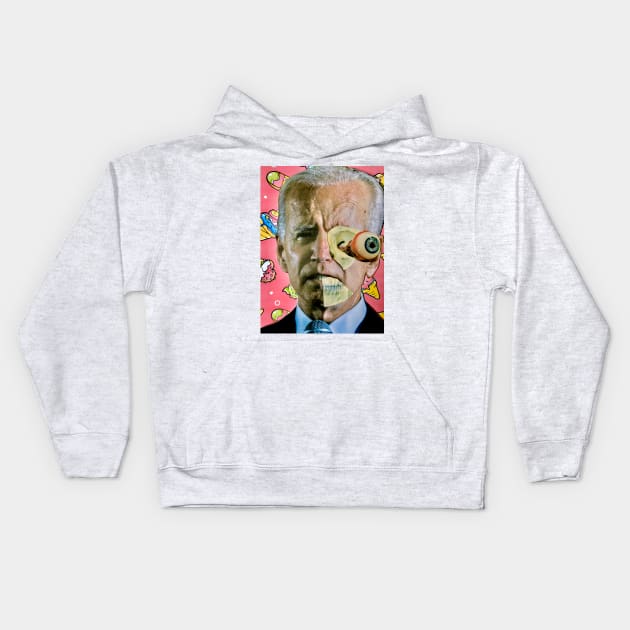 Joe Biden Ice Cream Party Kids Hoodie by austyndelugoart